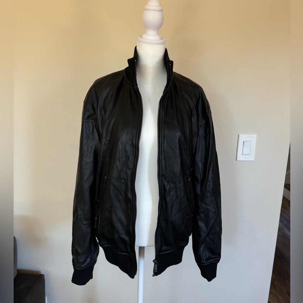 Zara Faux Leather Bomber Jacket